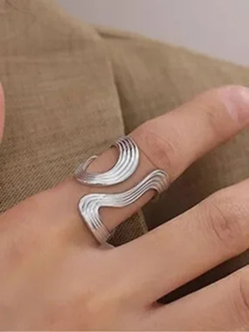 Modern Sculptural Wave Wrap Ring